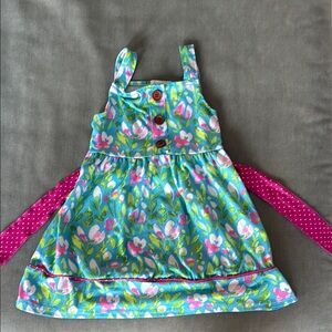 Floral Green and Pink Dress with Button Details